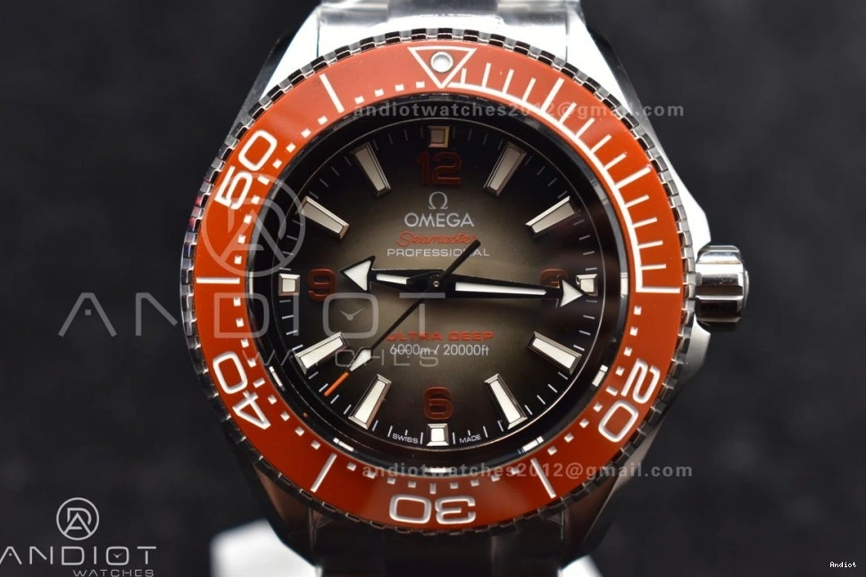 Gray 1:1 SS Seamaster SS A2824 Deep Bracelet Ultra Dial 6000M Edition on Orange Bezel Ceramic TF Best 1111